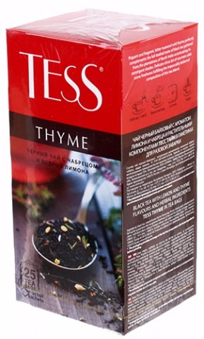 Чай Tess 37,5 г, 25 пакетиков, Thyme, чай черный с чабрецом и цедрой лимона