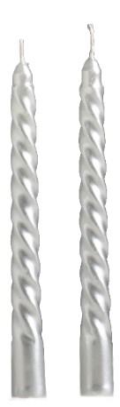 Набор свечей витых Sima-Land 2 шт., 1,5×15 см, серебристый металлик