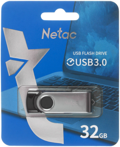 Флеш-накопитель Netac U505 (3.0), 32 Gb, корпус серебристый с черным Флеш-накопитель Netac U505 (3.0), 32 Gb, корпус серебристый с черным