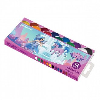 Акварель медовая «Волшебные принцессы», 12 цветов, в картонной коробке, без кисти