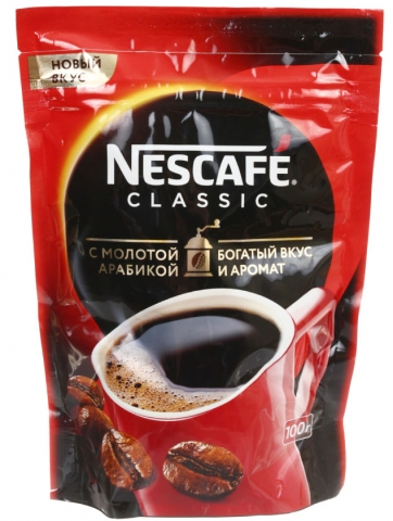 Кофе натуральный растворимый порошкообразный Nescafe Classic, 100 г, в пакете Кофе натуральный растворимый порошкообразный Nescafe Classic, 100 г, в пакете