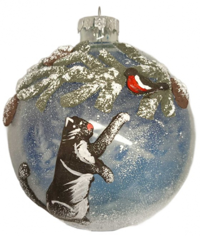 Игрушка елочная «Кот с подарками», диаметр 100 мм