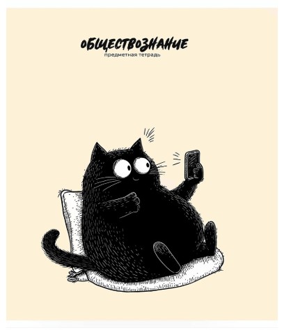 Тетрадь предметная А5, 48 л. на скобе Bad Cat 165×205 мм, клетка, «Обществознание»