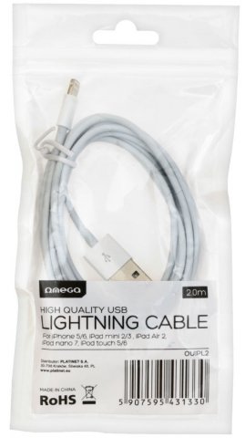 Кабель Omega Lightning Cable OUIPL2, белый 