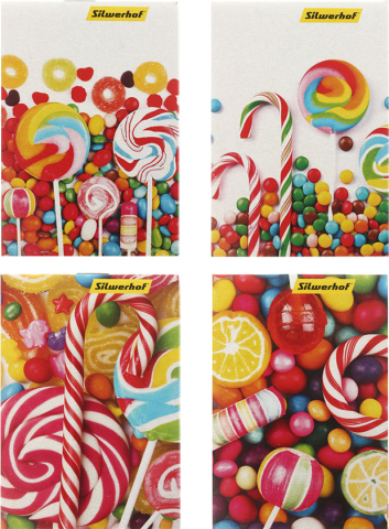 Блокнот на скобе Silwerhof, 70*100 мм, 40 л., клетка, «Конфетки», ассорти Блокнот на скобе Silwerhof, 70*100 мм, 40 л., клетка, «Конфетки», ассорти