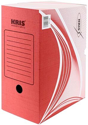 Короб архивный из гофрокартона Kris, корешок 150 мм, 325*260*150 мм, красный