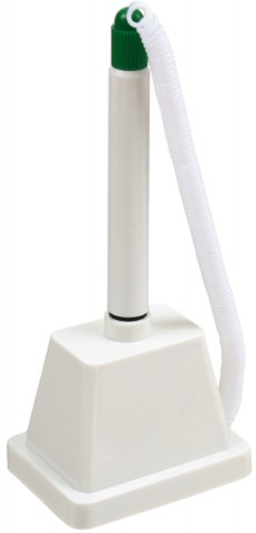 Ручка шариковая на подставке BL-1037, корпус белый с зеленым, стержень синий Ручка шариковая на подставке BL-1037, корпус белый с зеленым, стержень синий