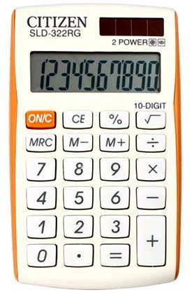 Калькулятор карманный 10-разрядный Citizen SLD-322, белый с оранжевым Калькулятор карманный 10-разрядный Citizen SLD-322, белый с оранжевым