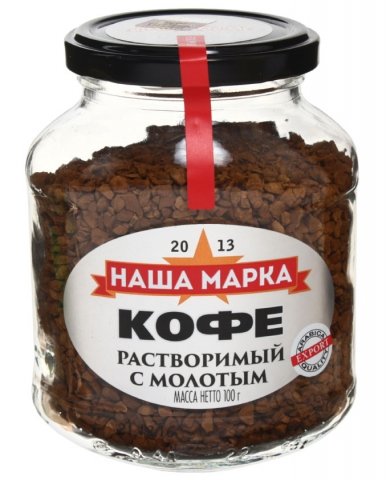 Кофе молотый в растворимом «Наша марка», 100 г, стеклянная банка