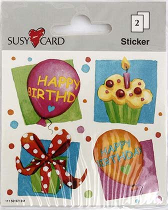 Наклейки детские Susy Card, 8*7,5 см, 2 л., «День рождения»