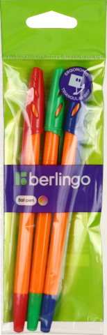 Набор шариковых ручек Berlingo Tribase Orange, 3 шт., 3 цв.