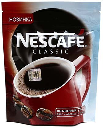 Кофе растворимый Nescafe Classic, 75 г, в пакете