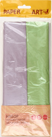 Набор шелковой перламутровой бумаги (тишью) Paper Art, 50*66 см, 10 л., 2 цв., салатовый и нежно-лавандовый