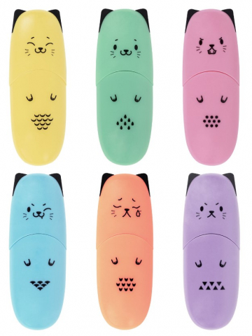 Маркер-текстовыделитель мини Brauberg Kids, Cute Cats Pastel, ассорти