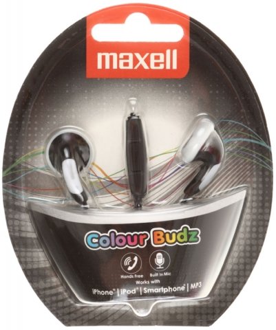 Наушники-вкладыши стерео Maxell Colour Budz, черно-белые