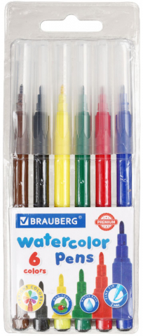 Фломастеры Brauberg Premium Classic, 6 цветов, толщина линии 1-2 мм, вентилируемый колпачок Фломастеры Brauberg Premium Classic, 6 цветов, толщина линии 1-2 мм, вентилируемый колпачок