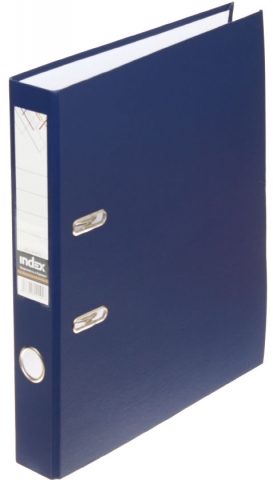 Папка-регистратор Index с односторонним ПВХ-покрытием, корешок 50 мм, темно-синий