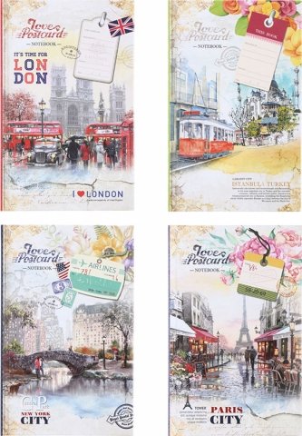 Книжка записная Love Postcard, 130*205 мм, 80 л., клетка, ассорти 