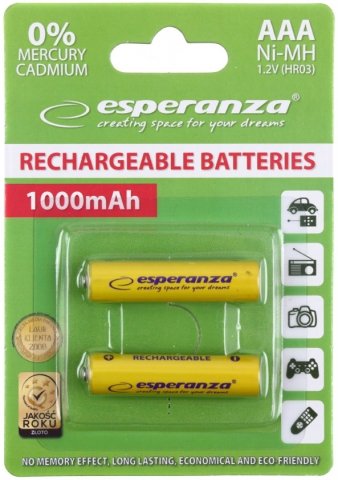 Аккумулятор Esperanza , AAA, 1.2V, 1000 mAh (2 шт. в упаковке)