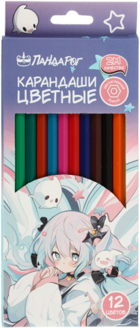 Карандаши цветные «ПандаРог» Anime Girl, 12 цветов, длина 175 мм Карандаши цветные «ПандаРог» Anime Girl, 12 цветов, длина 175 мм