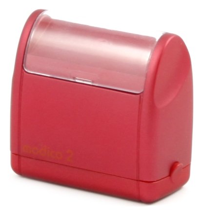 Штамп красконаполненный Modico M-series Modico 2, размер оттиска штампа 37×11 мм, корпус красный