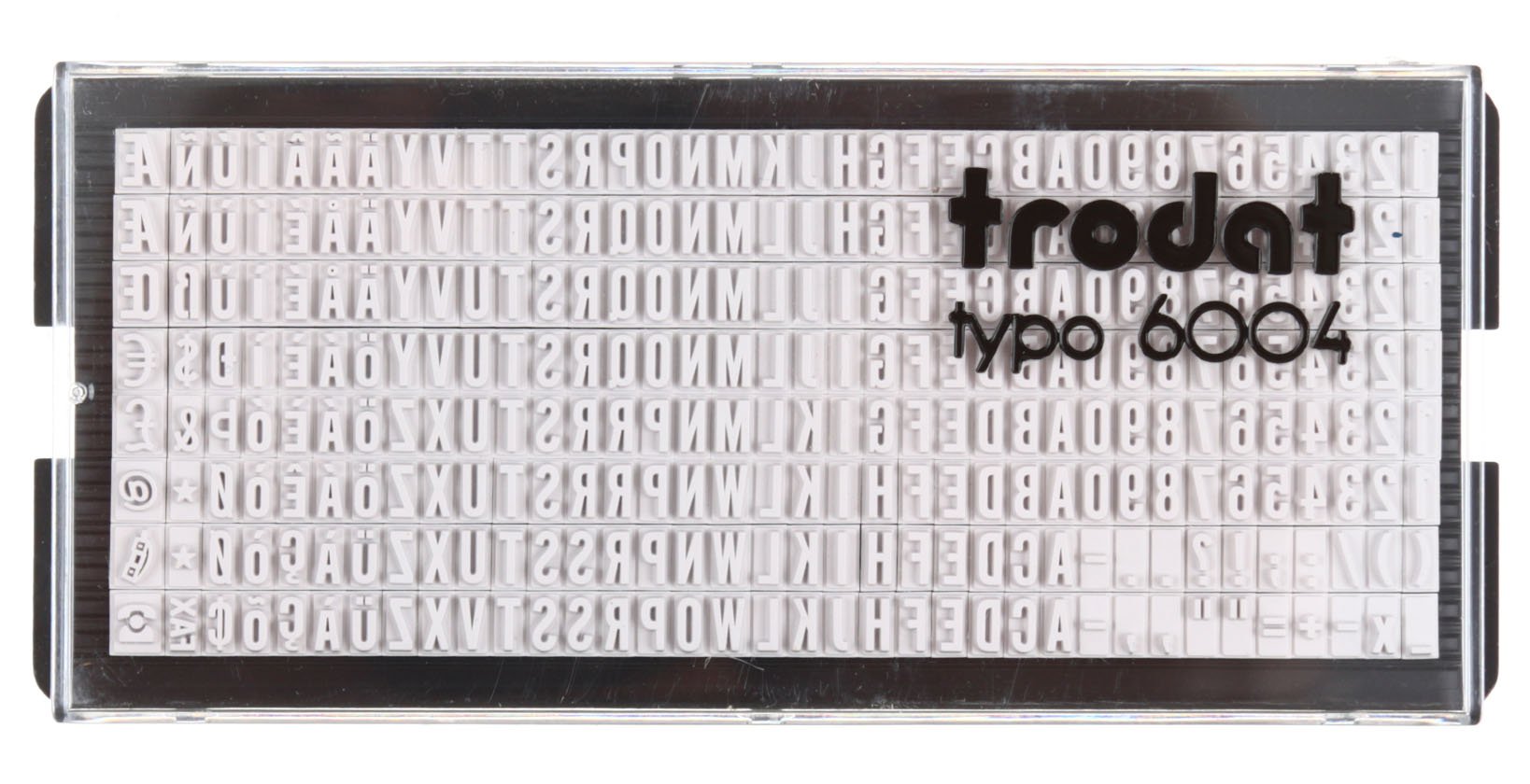 Касса символов для самонаборных штампов Trodat typo 6004 264 символа, высота 4 мм, шрифт латинский Касса символов для самонаборных штампов Trodat typo 6004 264 символа, высота 4 мм, шрифт латинский