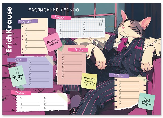 Расписание уроков ErichKrause А4 210×297 мм, Cat Boss