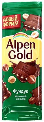 Шоколад Alpen Gold, 55 г, «Фундук», молочный шоколад