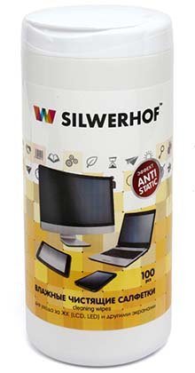 Салфетки влажные для ухода за ЖК (LCD,LED) и другими экранами Silwerhof, 100 шт.