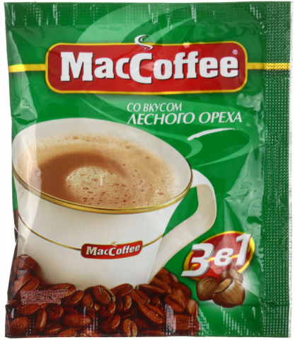 Кофе растворимый MacCoffee 3в1, 18 г, в стике, со вкусом лесного ореха