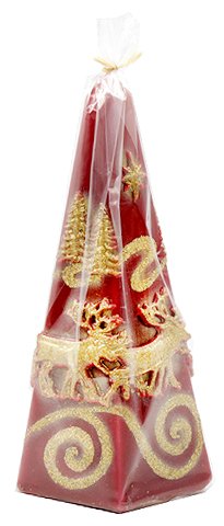 Свеча сувенирная «Северные олени», «Пирамида», 50/174 мм, красная с золотистым