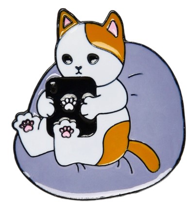 Значок с эмалью Sima-Land, 2,2 см, «Котик с планшетом», цветной в чёрном металле