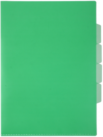 Папка-уголок пластиковая с 3 отделениями «Бюрократ» А4+, толщина пластика 0,15 мм, зеленая