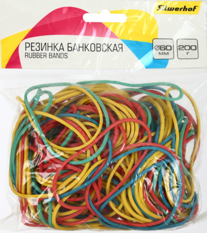Резинки для банкнот Silwerhof 200 г, диаметр 60 мм, ассорти Резинки для банкнот Silwerhof 200 г, диаметр 60 мм, ассорти