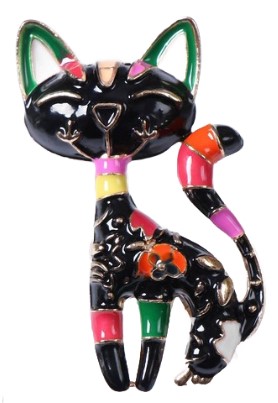 Брошь «Кошка», 2,5*4 см, цвет чёрный с золотистым, расписная Брошь «Кошка», 2,5*4 см, цвет чёрный с золотистым, расписная