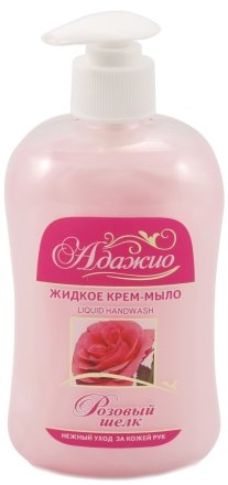 Крем-мыло жидкое с дозатором «Адажио», 500 мл, «Розовый шелк» Крем-мыло жидкое с дозатором «Адажио», 500 мл, «Розовый шелк»