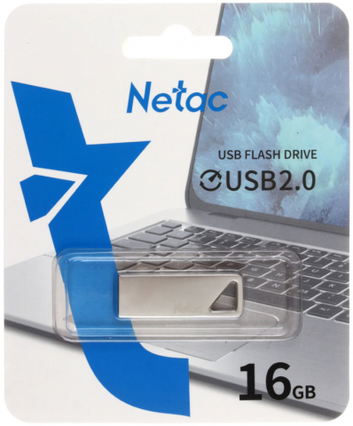 Флэш-накопитель Netac U326 (2.0), 16 Gb, корпус серебристый