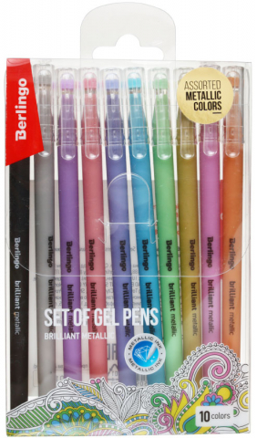 Набор ручек гелевых Berlingo Brilliant Metallic , 10 шт., 10 цв.