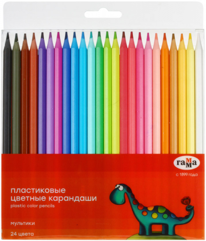 Карандаши цветные «Мультики» 24 цвета, длина 175 мм