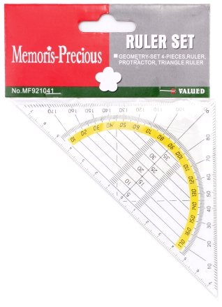 Треугольник пластиковый с транспортиром Memoris-Precious, 14 см, 45°, прозрачный Треугольник пластиковый с транспортиром Memoris-Precious, 14 см, 45°, прозрачный