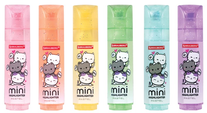 Маркер-текстовыделитель мини Brauberg Kids Pastel, ассорти
