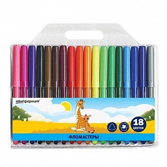 Фломастеры «Милые зверята», 18 цветов, толщина линии 2 мм, вентилируемый колпачок Фломастеры «Милые зверята», 18 цветов, толщина линии 2 мм, вентилируемый колпачок