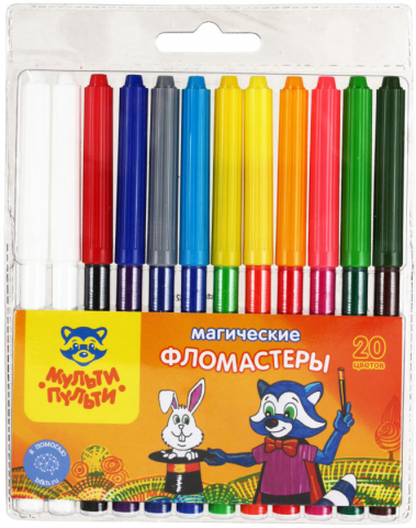 Фломастеры меняющие цвет «Енот в Стране Чудес», 10 цветов+2, толщина линии 1-2 мм, вентилируемый колпачок