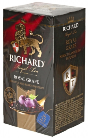 Чай Richard ароматизированный пакетированный, 50 г, 25 пакетиков, Royal Grape, ягодно-травяной чай с добавками