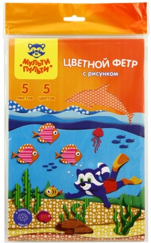 Фетр цветной для рукоделия «Приключения Енота» А4 (195 × 285 мм), 2 мм, 5л., 5цв., с рисунком Фетр цветной для рукоделия «Приключения Енота» А4 (195 × 285 мм), 2 мм, 5л., 5цв., с рисунком