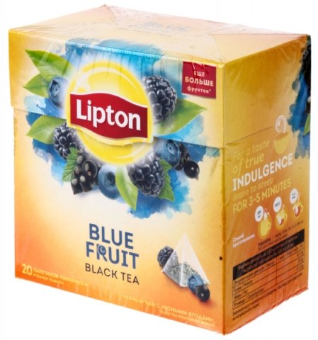Чай Lipton ароматизированный пакетированный 36 г, 20 пирамидок, Blue Fruit, черный чай