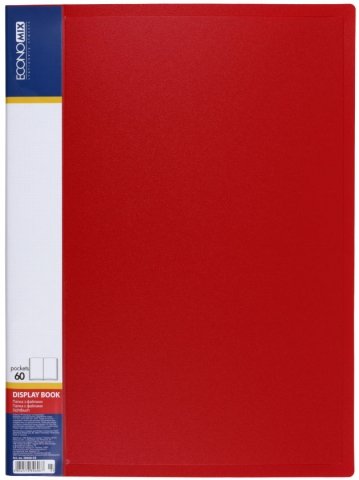 Папка пластиковая на 60 файлов Economix, толщина пластика 0,6 мм, красная 