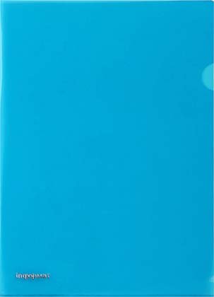 Папка-уголок пластиковая inФормат А4+ толщина пластика 0,18 мм, прозрачная синяя