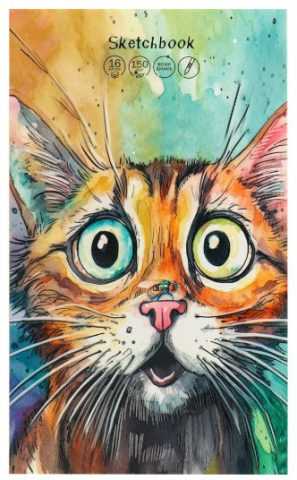 Скетчбук-гармошка для маркеров «Кошачье удивление», 138*216 мм, 16 л.