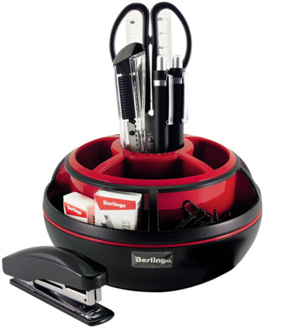 Органайзер настольный поворотный Berlingo Apex, 9 предметов, черный/красный Органайзер настольный поворотный Berlingo Apex, 9 предметов, черный/красный